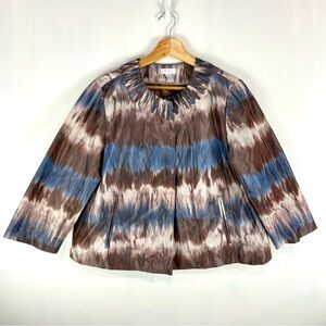 Chico's Darya‎ Silky Full Snap Up Down Tie Dye Coat Jacket Blazer Size 1 (8-10)